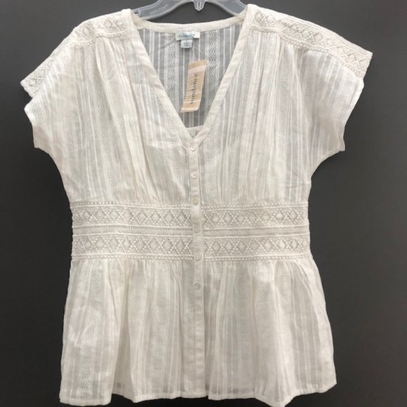 Sundance Tops - White short sleeved cotton top. New with tags from Sundance.